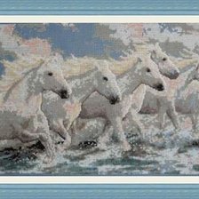 Работа «Лошади, бегущие по воде от Janlynn»