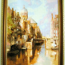 Работа «"Канал Аудезейтс Форбургвал, Амстердам" (художник К.Клинкенберг)»