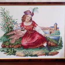Работа «Девушка с соколом (старинные схемы 18-19 век)»