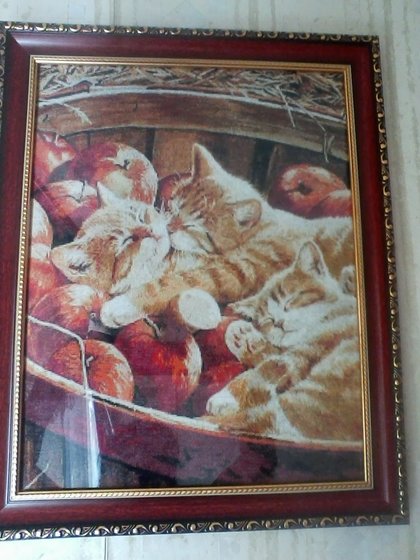 Работа «Котята в яблоках.»