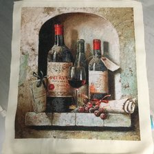 Работа «Натюрморт вино и виноград»