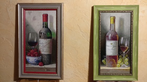 Работа «Бутылочки с красным и белым вином от Bonny Art»