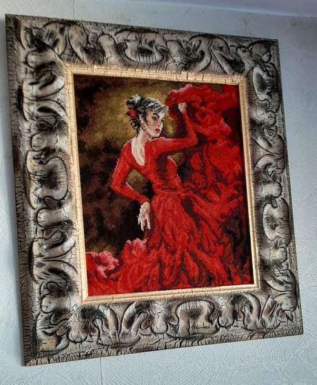 Работа «Фламенко, РТО, 24×30см, багет дерево без стекла»