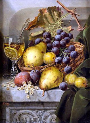 Натюрморт с виноградом и грушами №92659