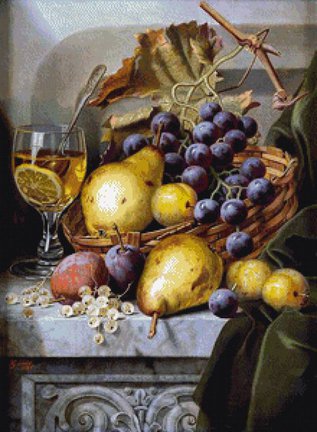 Натюрморт с виноградом и грушами №92660