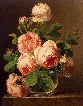 Розы в стеклянной вазе (GK 1105) №112928