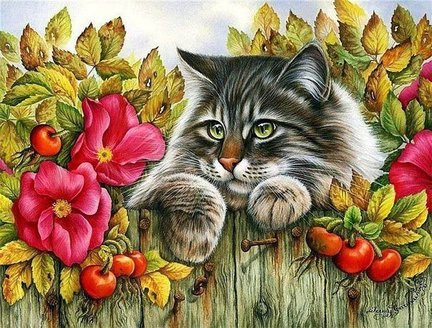 «Кот и Шиповник» по картине И. Гармашовой №121301