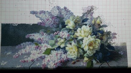 «Still Life of Roses and Lilacs» - Сирень и желтые розы №122054