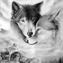 Оригинал схемы вышивки «волчья любовь» (№2166)