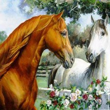 Оригинал схемы вышивки «пара лошадей» (№2619)