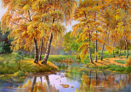Осень золотая - картина, пейзаж, пейзажисты, природа, осень - оригинал