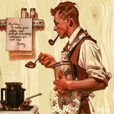 Схема вышивки «Мужчина на кухне»