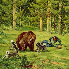 Оригинал схемы вышивки «охота на медведя» (№5093)