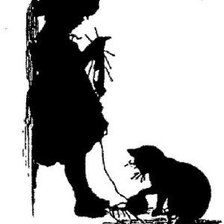 Схема вышивки «Силуэт. Девочка и кот. Е. Бём»