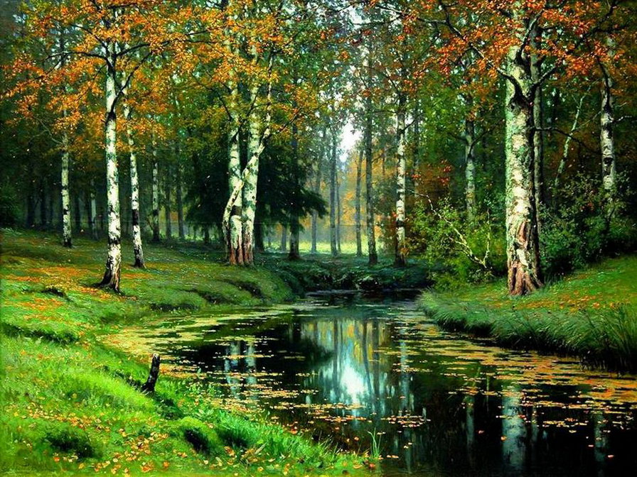 Серия " Осень " - листья, вода, пейзаж, осень - оригинал