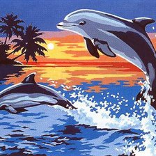 Схема вышивки «Красивые яркие дельфинчики)»