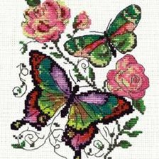 Оригинал схемы вышивки «Бабочки и розы» (№9994)