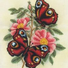 Схема вышивки «Бабочки и шиповник»