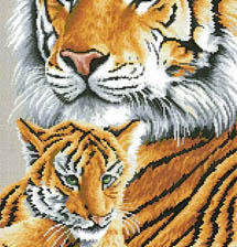 Схема вышивки «Тигрица с тигрёнком)»