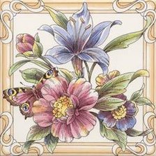 Оригинал схемы вышивки «Бабочка и цветы» (№16324)