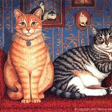 Оригинал схемы вышивки «Кошки на диване» (№16522)