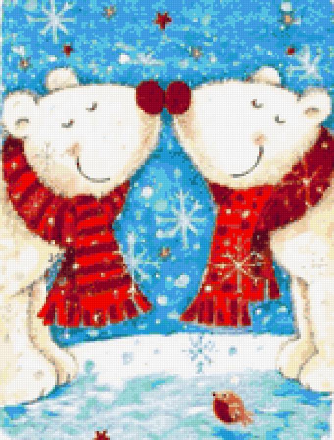 Белые медведи - мишки, зима, рождество, медвежата, медведи, белые медведи - предпросмотр