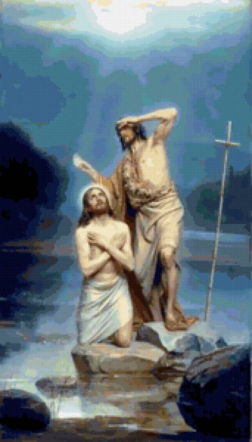 Иисус и Иоан Креститель - религия, картина, живопись - предпросмотр