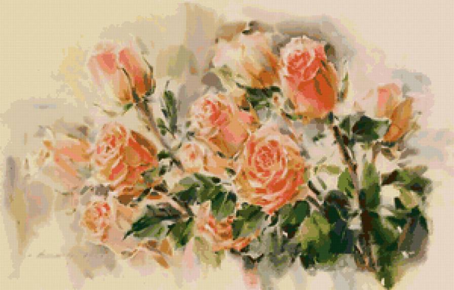 розы - цветы, букет, картина, живопись, розы - предпросмотр