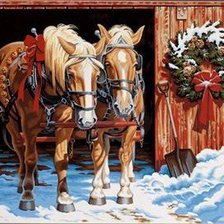 Схема вышивки «Рождественские лошади»