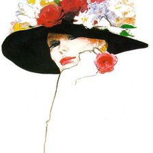Оригинал схемы вышивки «Дама в шляпке» (№46746)