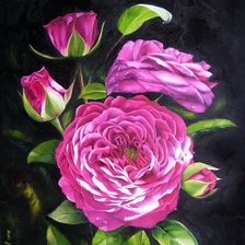 Оригинал схемы вышивки «розы на чёрной канве» (№47996)