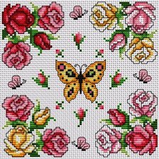 Оригинал схемы вышивки «Цветы и бабочки» (№48501)
