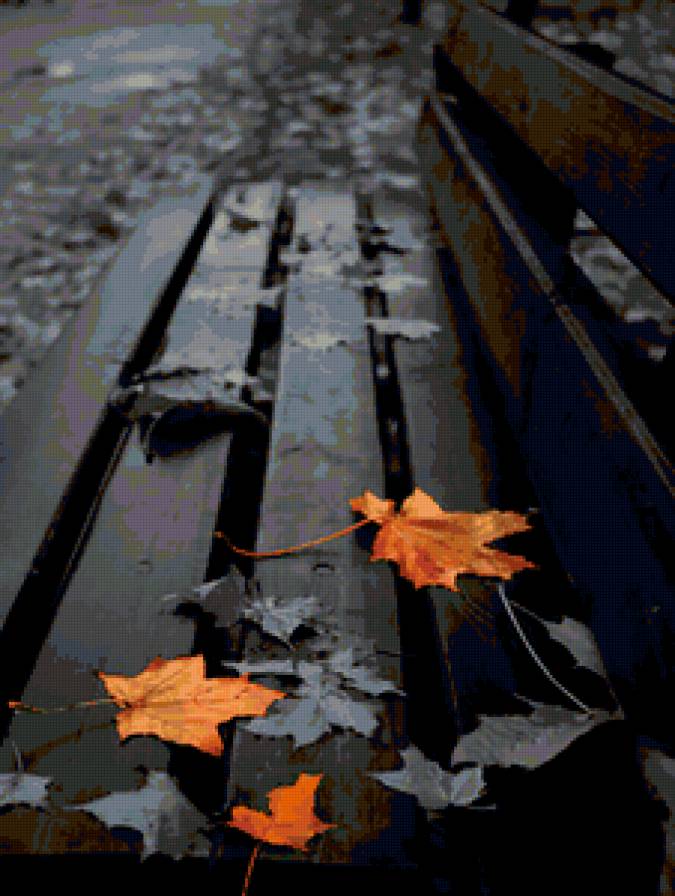 осень - листва, осень, лавочка - предпросмотр