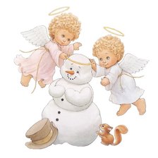 Схема вышивки «ангелочки і сніговик»
