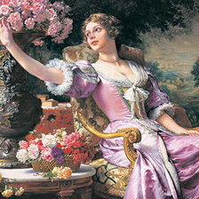 Оригинал схемы вышивки «дама в розовом» (№53580)