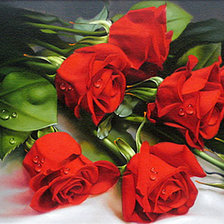 Схема вышивки «букет красных роз»