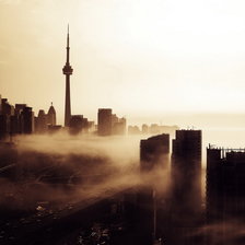 Схема вышивки «город в тумане»