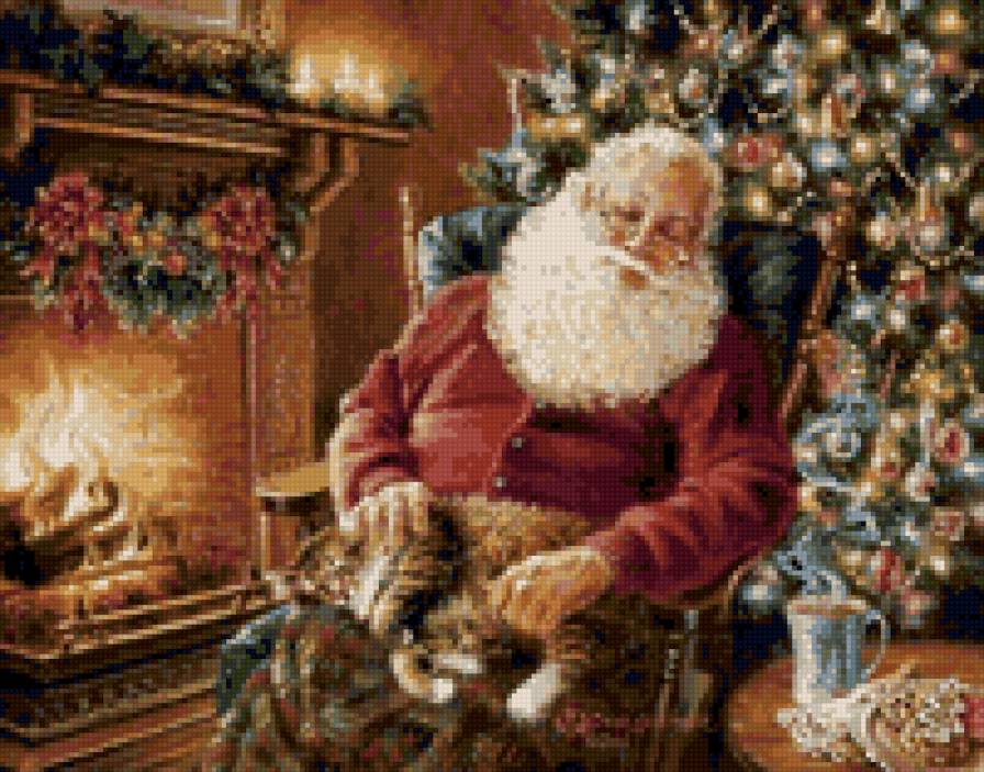 Санта-Клаус - новый год, камин, праздник, санта-клаус, рождество, дед мороз - предпросмотр