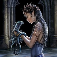 Схема вышивки «Девушка и дракон»