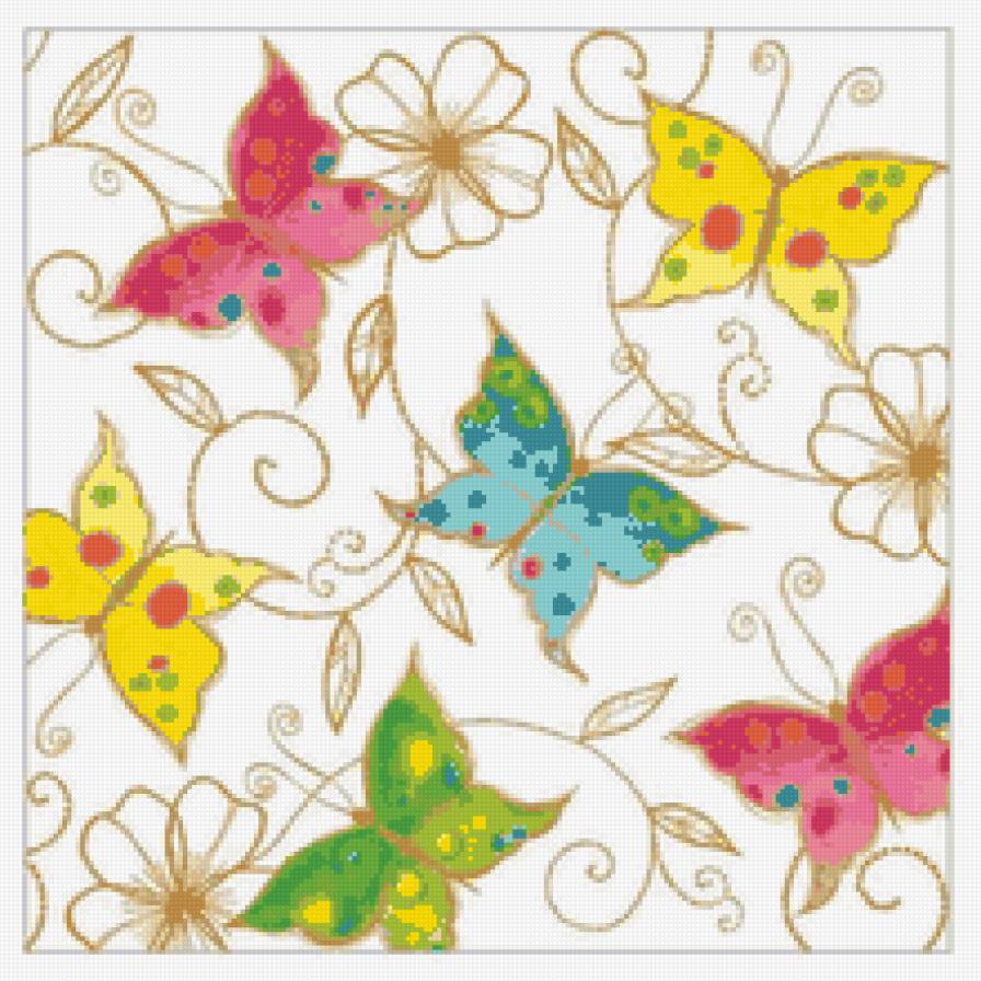 Подушка"Бабочки" - подушка, живопись, бабочки - предпросмотр