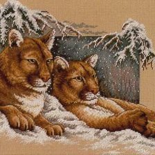 Схема вышивки «Большие кошки на снегу»
