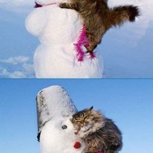 Схема вышивки «КотЭ и снеговик»
