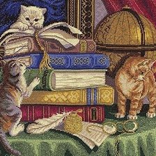 Схема вышивки «Котята читают книги»