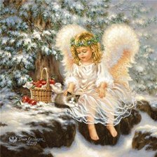 Схема вышивки «Ангелочек зимой»