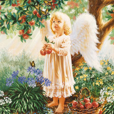 Оригинал схемы вышивки «Ангелок под яблоней» (№71011)
