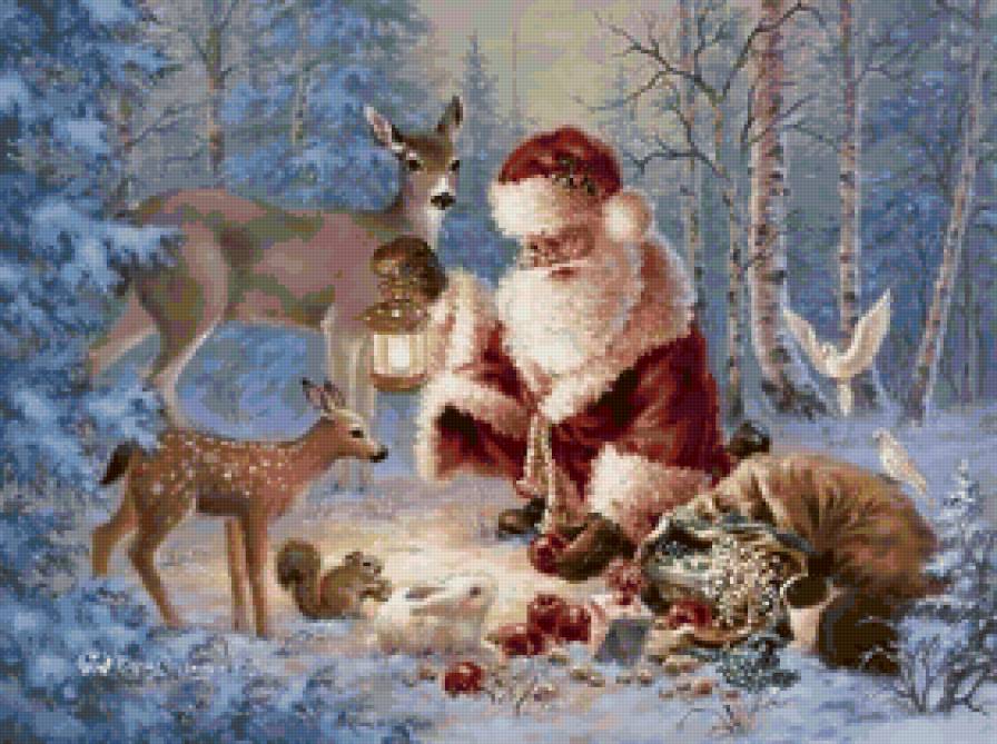 Даритель - сказка, животные, санта-клаус, дед мороз, рождество, новый год - предпросмотр