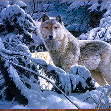 Оригинал схемы вышивки «Волк в лесу» (№71850)