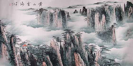 горный пейзаж - природа, китай, пейзаж, горы, живопись - оригинал