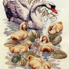 Оригинал схемы вышивки «Лебеди в пруду» (№78826)