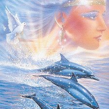 Схема вышивки «Девушка и дельфины»